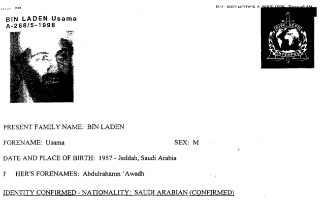 Oussama ben Laden Interpol